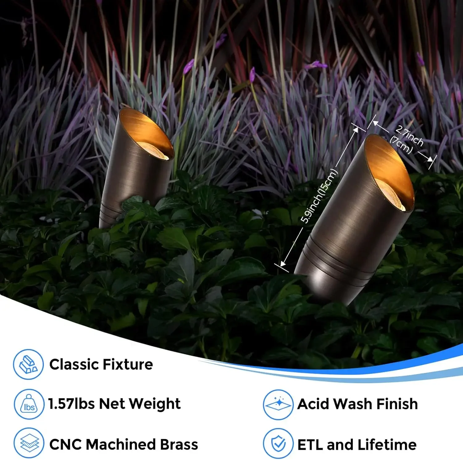 Gardencoin Solid Brass Spotlights, Heavy Duty 12V Outdoor LED Low Voltage Landscape Lighting, Bronze Yard Directional