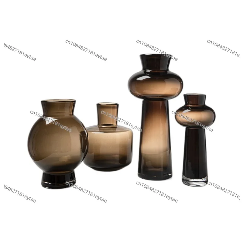 

Thick Brown Glass Vase - Premium Home Decor for Living Room & Model House, Floral Hydroponic Centerpiece, Heavy Duty Handcrafted