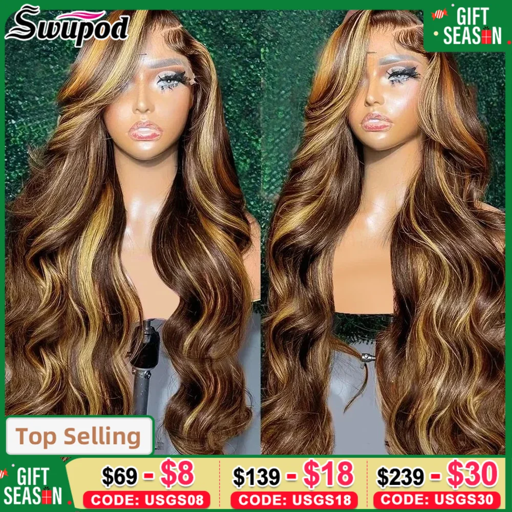 Blonde Highlight 4/27 Colored Body Wave Hd Lace Front Human Hair Wig Hd 13x4 13x6 Lace Frontal Remy Human Hair Wigs for Women