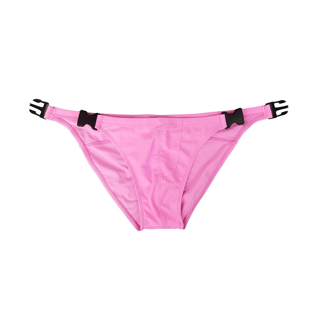 Quick Release Side otwórz przycisk męskie stroje kąpielowe Nylon niskiej talii Bikini Swim figi letni mężczyzna Sport stałe surfowanie strój