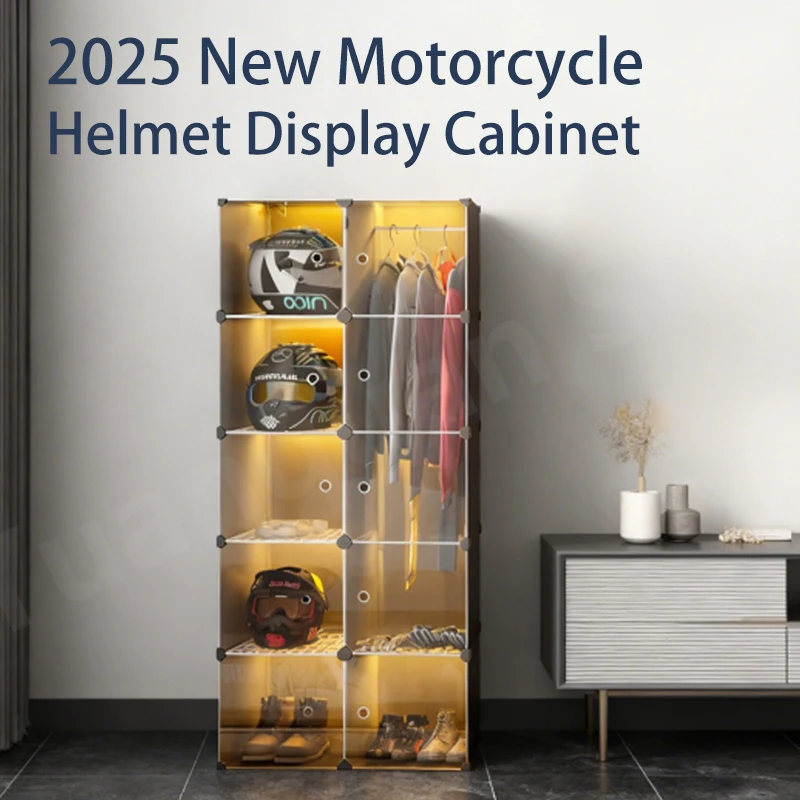 

Large portable wardrobe home multi-layer wardrobe helmet storage rack motorcycle hat dustproof rental room single storage rack