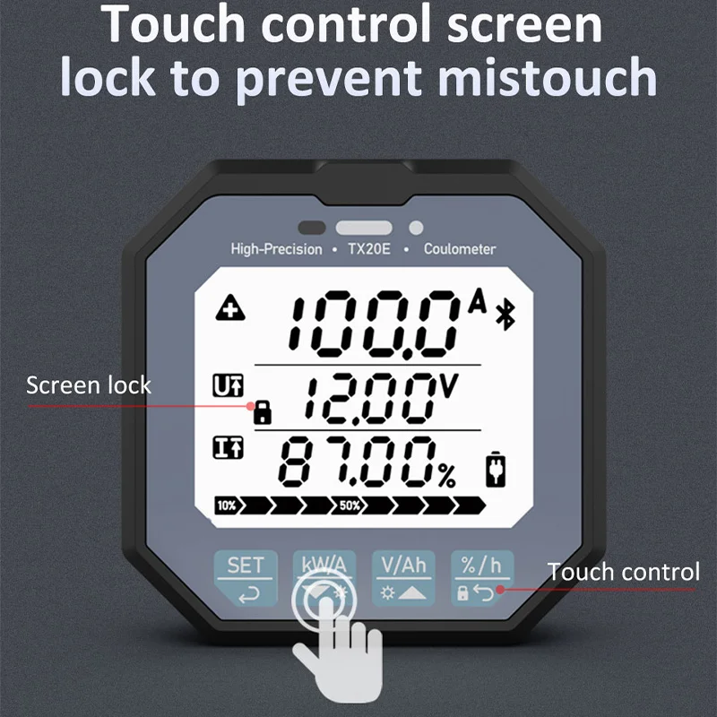 TX20 8-120V 50A/100A/350A Lithium Capacity Tester High-precision Voltage Current Coulomb Meter Car Battery Tester Indicator