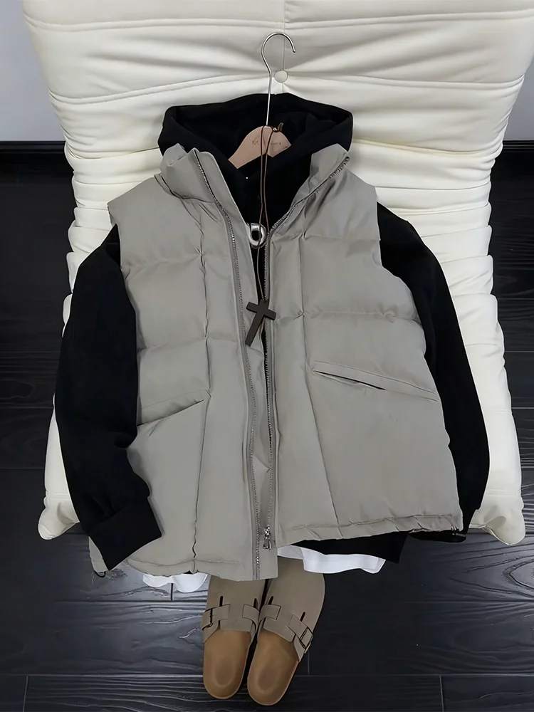 

Мужской зимний легкий жилет в американском ретро-стиле с воротником-стойкой, утепленный хлопком, для многослойного ношения