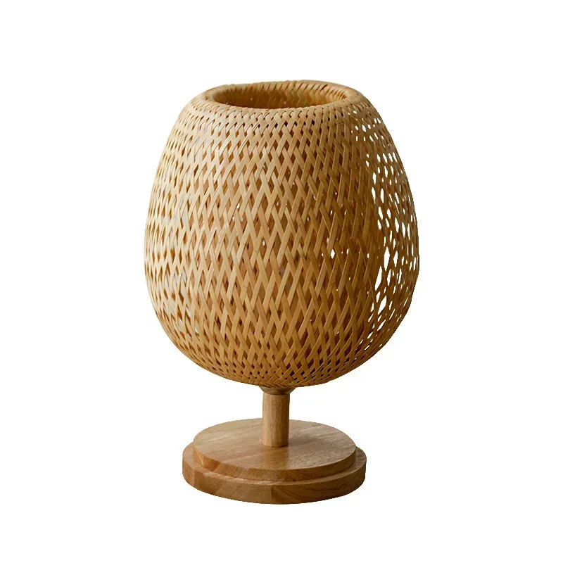 

18*48cm Bamboo Table Lamp Handwoven Natural Lantern Style Rattan Table Lamp Bedside Home Office Decorative Ambiance Table Lamp