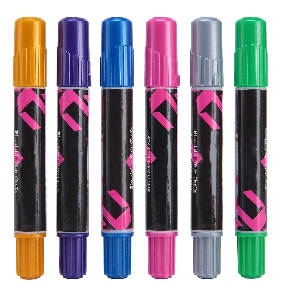 6개입 메탈릭 글리터 헤어 초크 임시 컬러 스틱 모든 헤어 컬러용 DIY 레인보우 하이라이트 도구 세척 가능한 초크