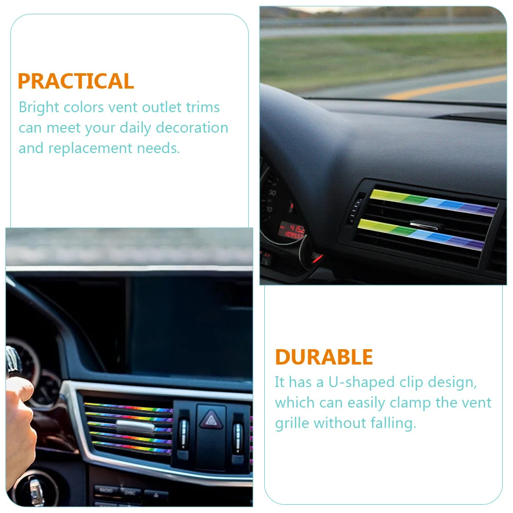 

10Pcs Car Vent Outlet Trim Rhinestone Decorative Strips U Shape Clip Conditioning Moulding Vent Grille Car Accessories