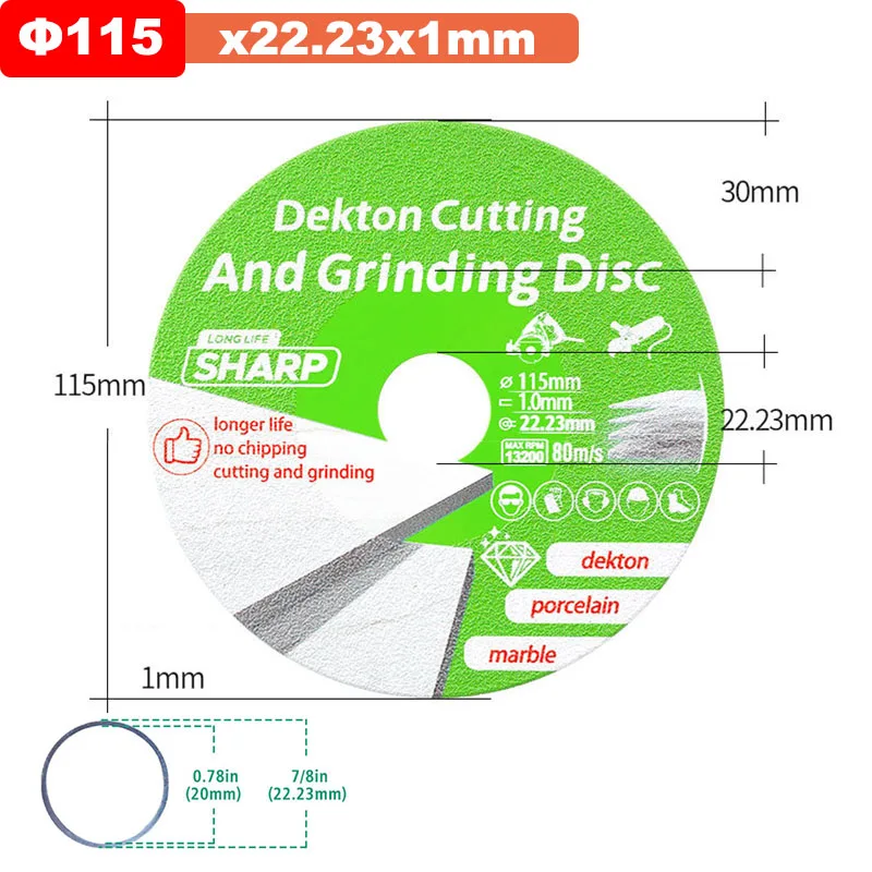 Diamant Marmer Zaagblad Keramische Tegel Jade Speciaal Polijsten Snijblad Scherp Solderen Glas Doorslijpschijf φ100-125mm x22.23mm