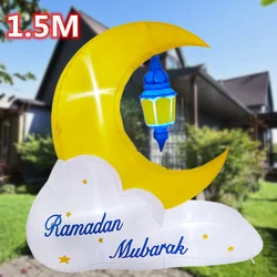 1.5M Muslim/Islamic Inflatable Toys Ramadan Moon Lamp Model Built-in LED Lights Eid Mubarak Sign Decorations Celebrate Fasting