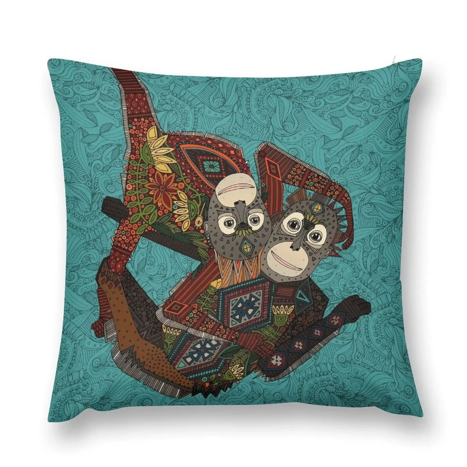 orangutans blue Throw Pillow pillows decor home Sofas Covers pillow