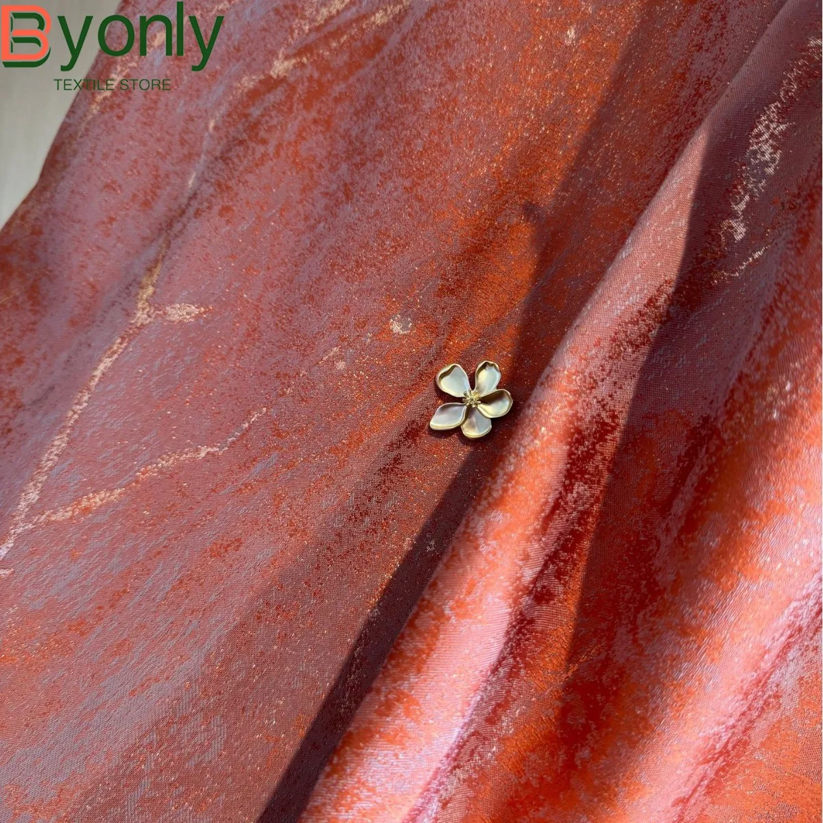 

High Grade Gold Thread Jacquard Orange Curtains for Living Room Bedroom French Window Balcony Blind Customized Finished Villa