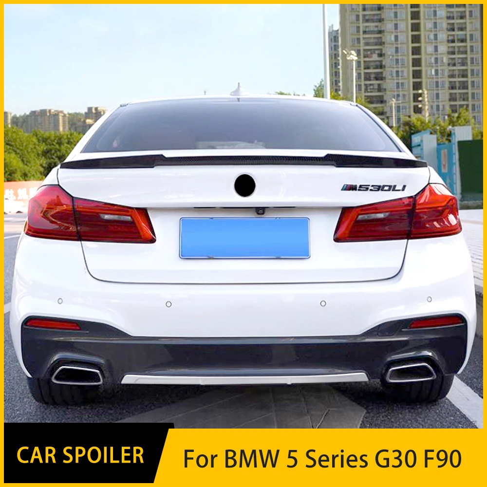 M4 Style For BMW 5 Series G20 F90 2017 18 19 20 21 22 Carbon Glossy Black ABS Rear Trunk Lid Lip Spoiler Wings Car Accessories