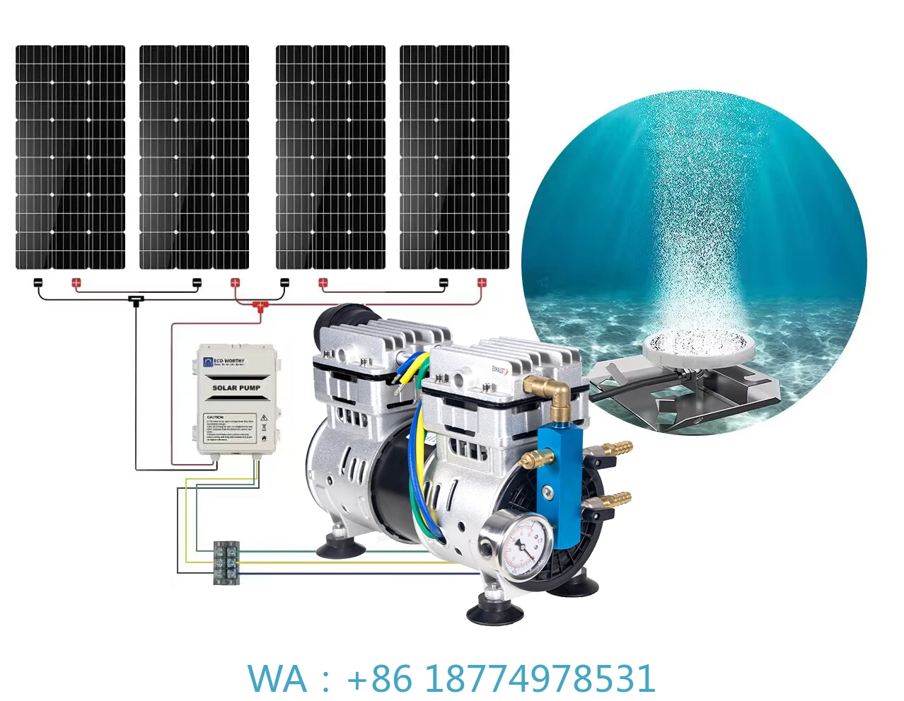 DSystem Pond Aeration Pumps Air Pump Aquariums Fish Farming CompressorC48V Solar Rocking Piston Aerator Pump 600W Lake Aeration