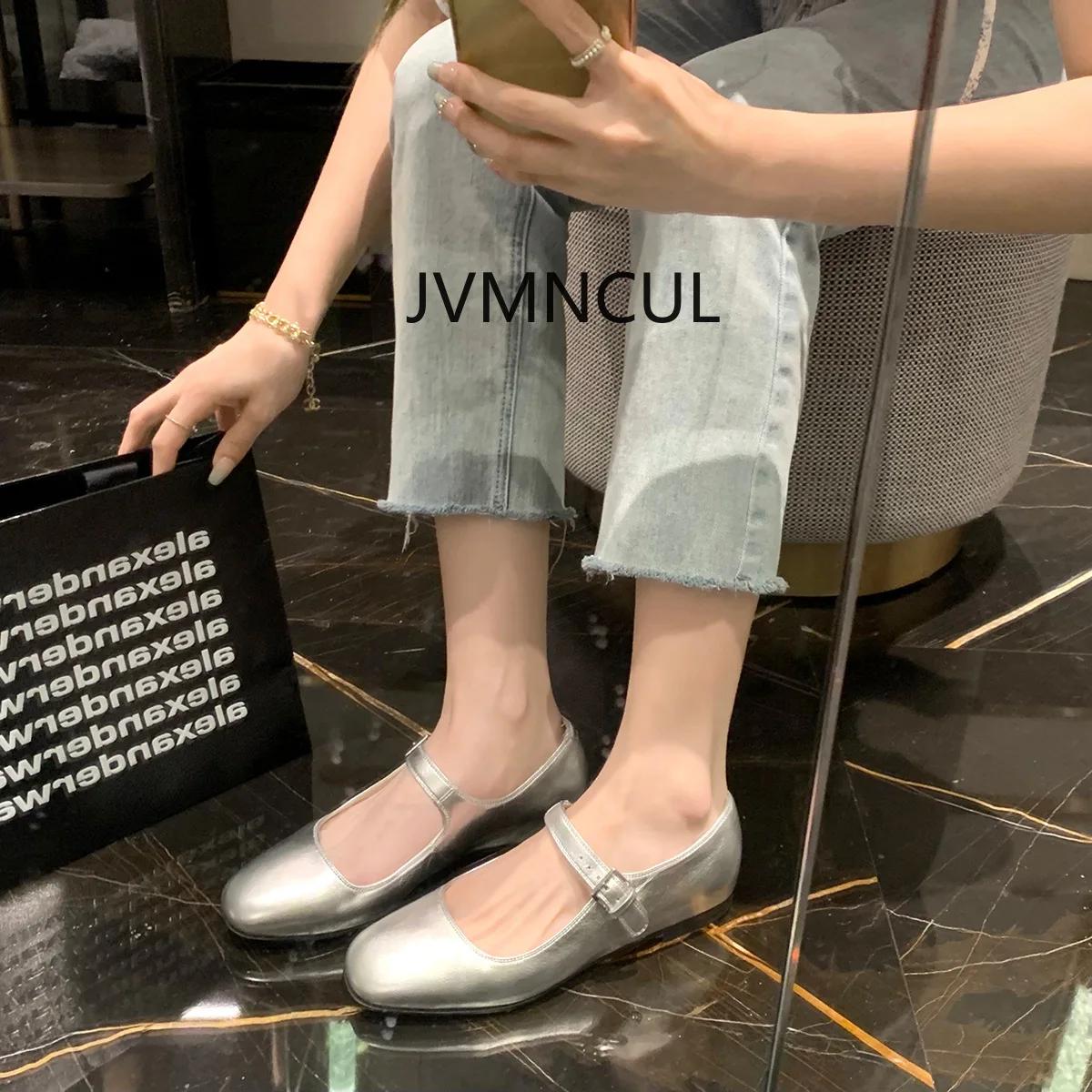 

Женские туфли Мэри Джейн на плоской подошве из натуральной кожи с одним ремешком, версия из овчины в стиле ретро для мамы с виноградом