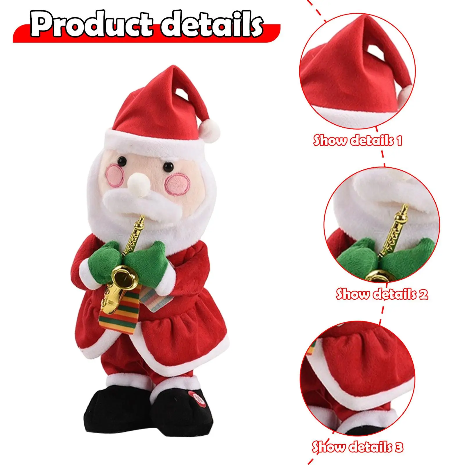 Elektryczna pluszowa zabawka dekoracja świąteczna na stół animowana pluszowa lalka prezent dla dzieci do domu sypialni salonu na półkę świąteczną