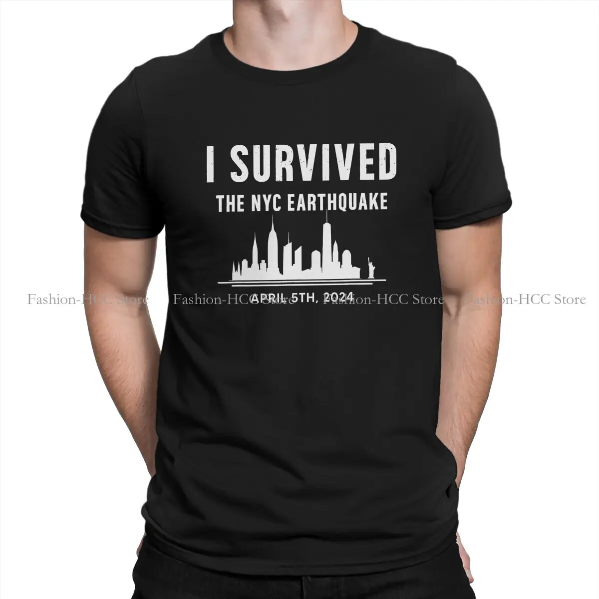 Cool Round Collar TShirt I Survived The NYC Earthquake Basic Polyester T Shirt Man's Tops Fashion