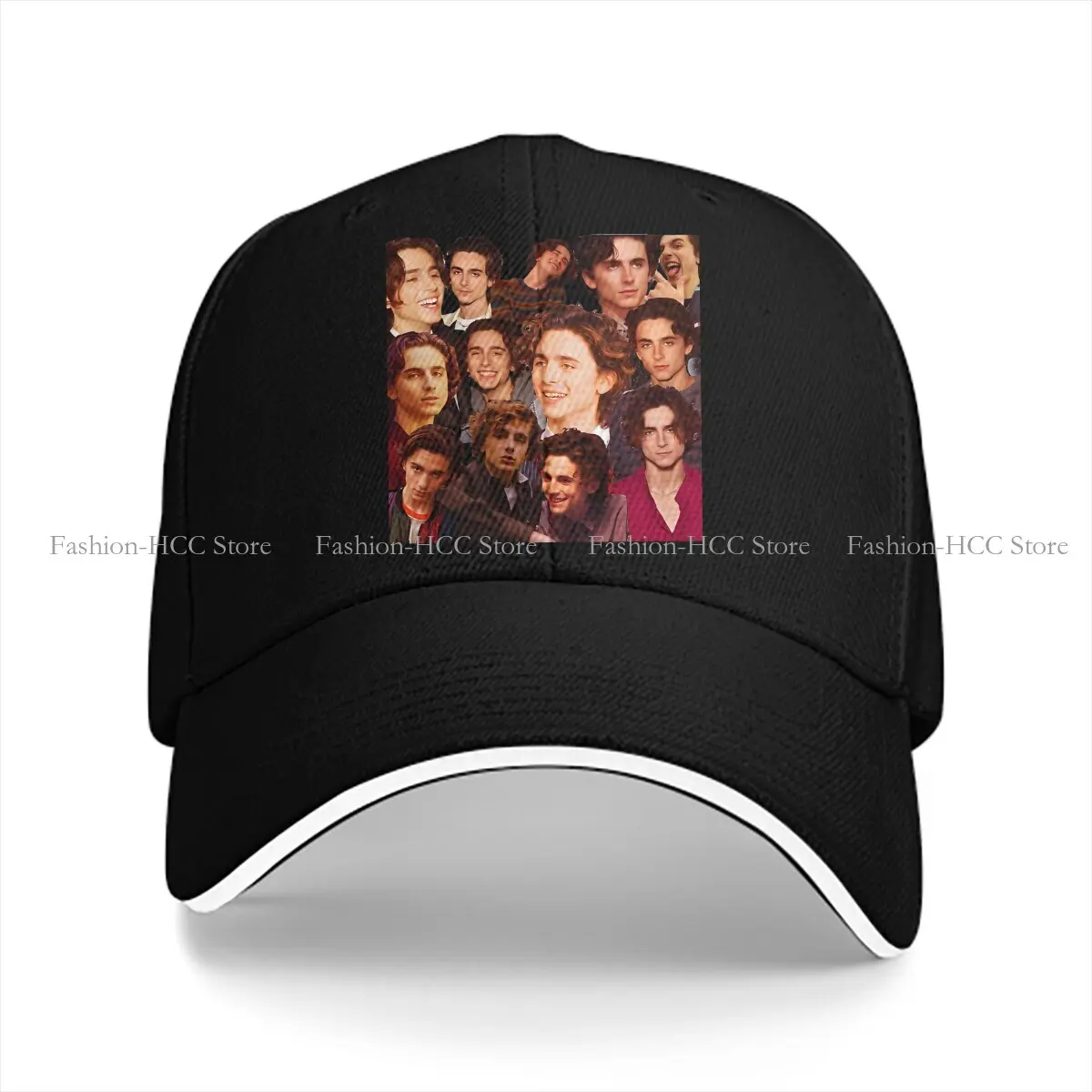 Washed Men's Baseball Cap Collage Poster Design Fan Tribute Trucker Snapback Caps Dad Hat Timothée Chalamet