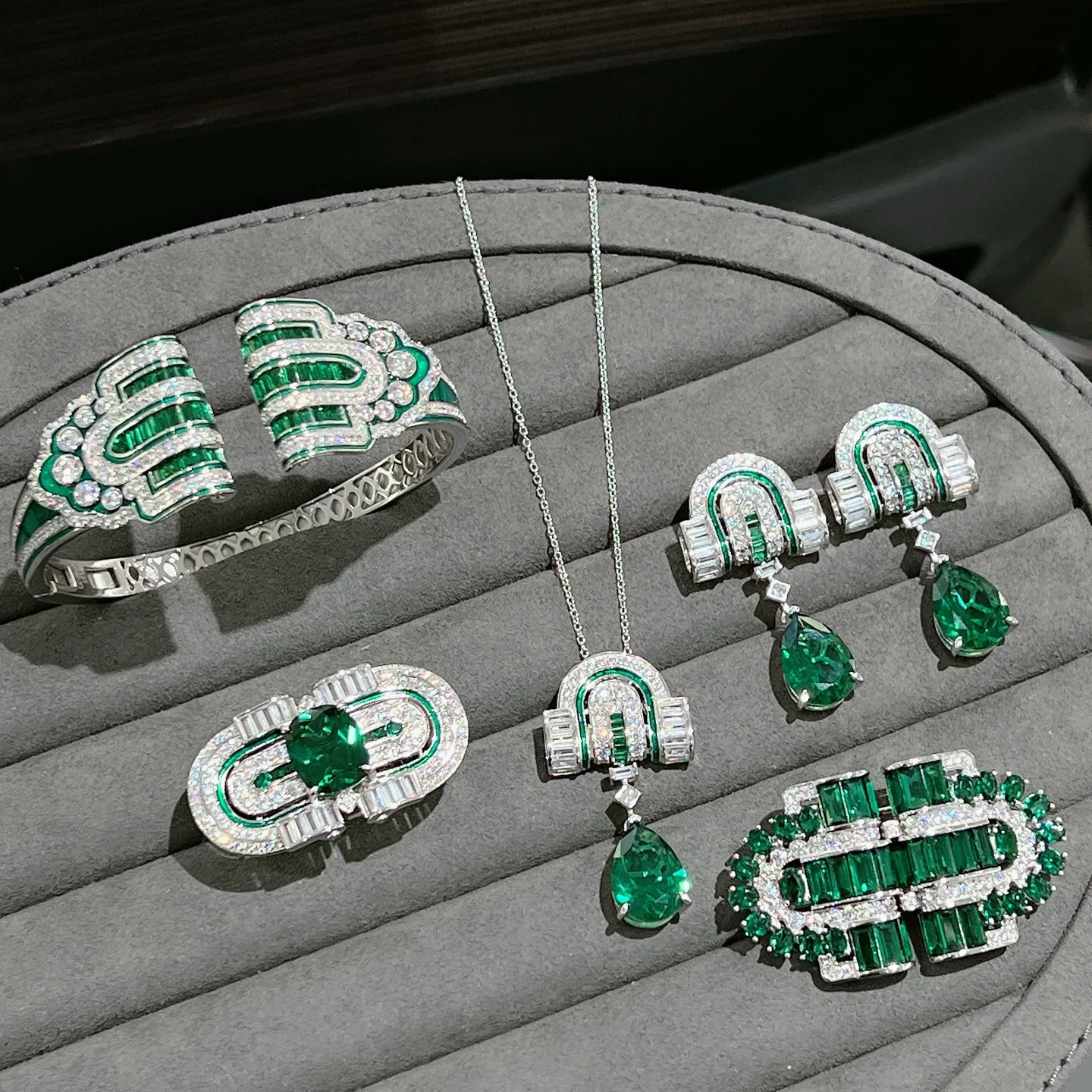 

KQDANCE, женский комплект ювелирных изделий из серебра 925 пробы, лабораторный изумрудно-зеленый браслет с драгоценными камнями, кольца, ожерелья, серьги, броши, булавки, подарок