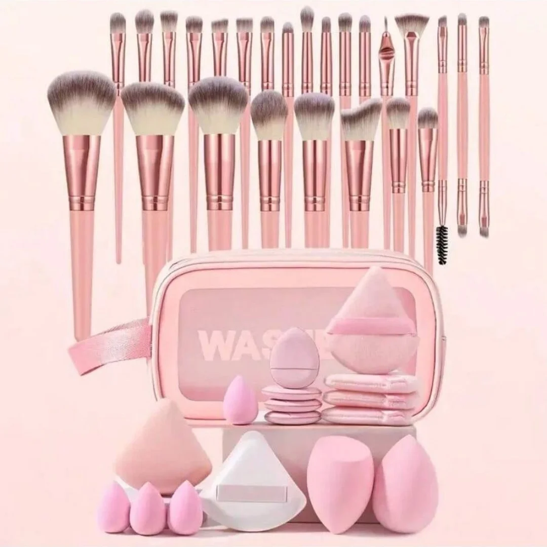 44PCS Make-Up Kwasten Set Oogschaduw Foundation Markeerstift Blush Concealer Vrouwelijke Zachte Schoonheid Tool Schoonheid Sponzen Duim Bladerdeeg Gift