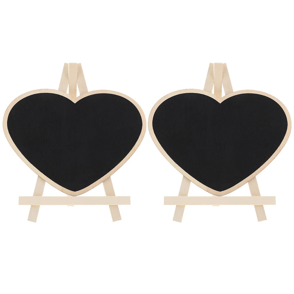 2Pcs Standing Chalkboard Small Blackboard Heart Shape Message Board Desktop Mini Chalkboard Sign for Home Bar Advertising