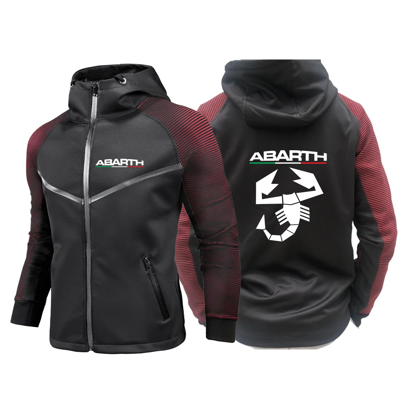 2024 Abarth Spring and Autumn Men Printed Windproof Zipper Jacket Casual High Quality Hooded Comfortable Racing Suit Tops