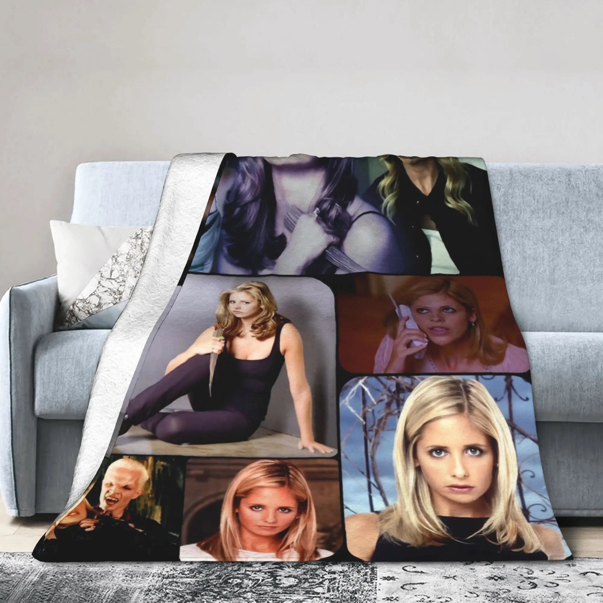 Buffy the Vampire Slayer Blanket Fleece Horror Movie Lightweight Throw Blanket for Airplane Travel Bed Rug