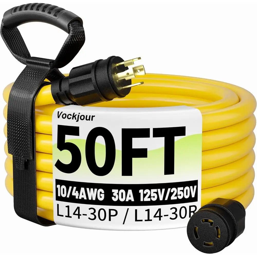 

50T 30 Amp Generator Cord, Outdoor Heavy Duty 4 Prong Extension Cord with Lock, NEMA L14-30P/L14-30R, 30A 125/250V, 10 Gauge, ST