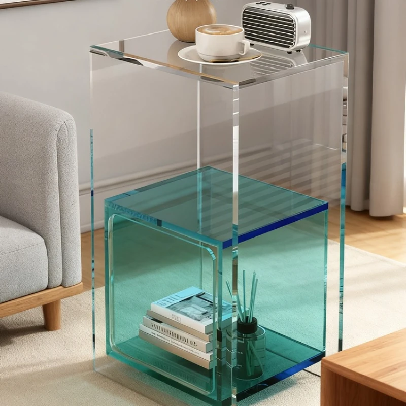 طاولة بجانب السرير من الأكريليك، حديثة وبسيطة على طراز المشاهير على الإنترنت، خزانة جانبية للأريكة، عرض خزانة على الطراز الفاخر وخفيف الوزن #1