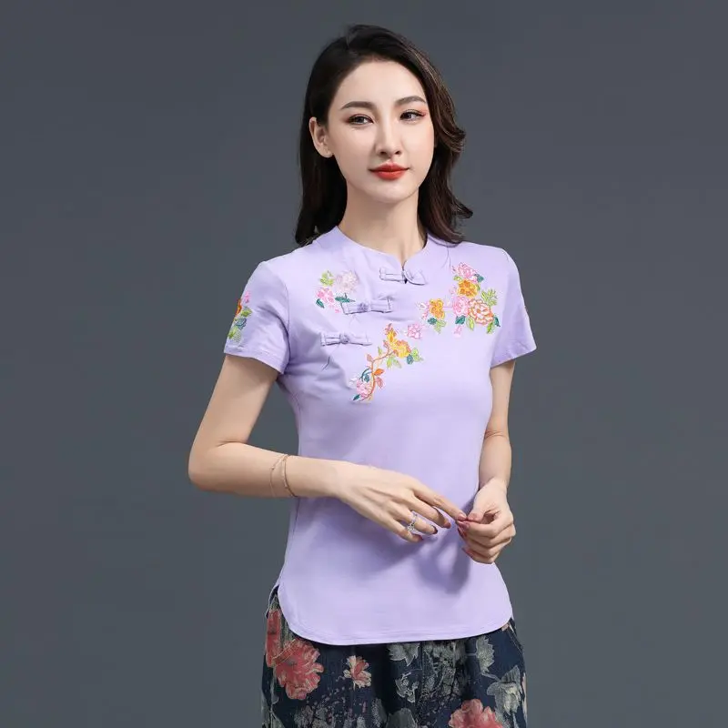 2023 tradizionale cinese migliorato cheongsam retro qipao camicie camicetta di cotone con stampa floreale nazionale elegante abito tang orientale