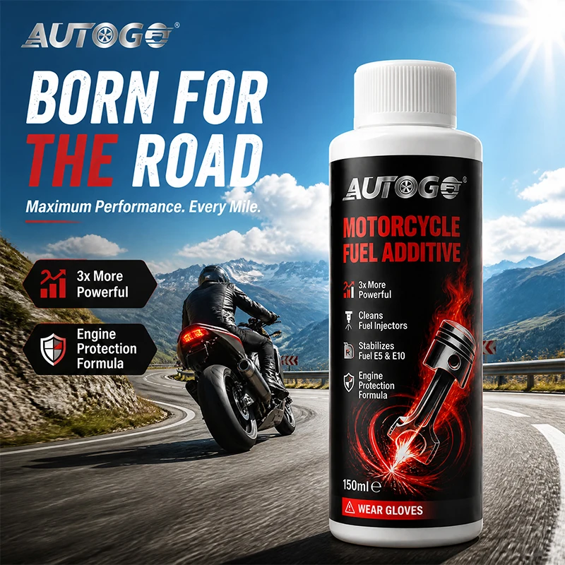 AUTOGO Motorcycle Fuel Additive 150ml Powerful Fuel System Cleaner for Motorcycles Cleans Fuel Injectors Removes Carbon Deposits