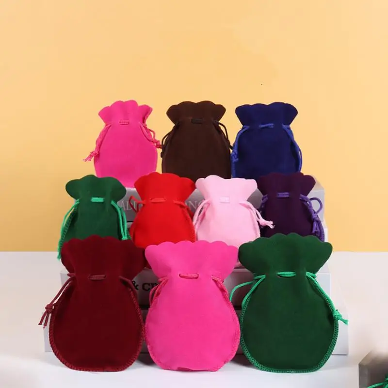 10pcs Gourd Velvet Gifts Bags Colorful Drawstring Jewelry Bags Storage Pouches For Wedding Christmas Party Gifts Packaging Bags