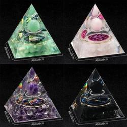 Crystal Suspension Ball Pyramid Natural Crushed Stone Amethyst Droplet Resin Home and Office Desktop Decoration Crafts 6x6cm