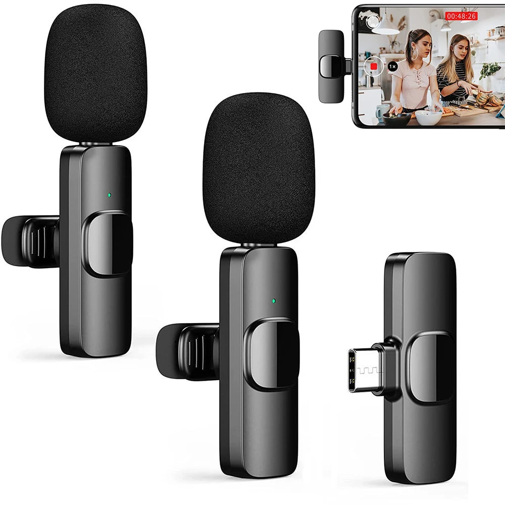 

2023 New Wireless Lavalier Microphone Audio Video Recording Mini Mic for IPhone IPad Android Laptop Live Gaming Mobile Phone