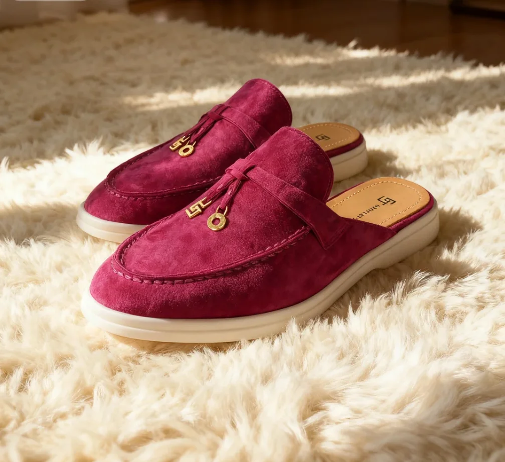 Mocassins en cuir suédé à pampilles de luxe pour femmes, pantoufles plates à enfiler, chaussures de travail et de marche de haute qualité, marque GJ 44