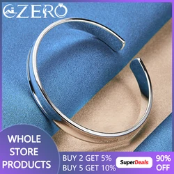 ALIZERO 925 Sterling Silver Smooth 8mm Cuff Bangle Bracelet For Women Man Fashion Wedding Engagement Party Jewelry Accessories