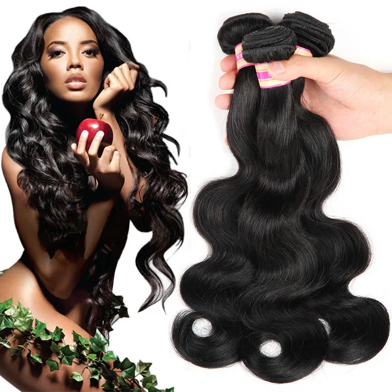 ธรรมชาติสี10-30นิ้ว Body Wave มัดเส้นผมมนุษย์แบบร้อยเป็นคลื่น Brazilian Weave Extensions Human Hair Body Wave