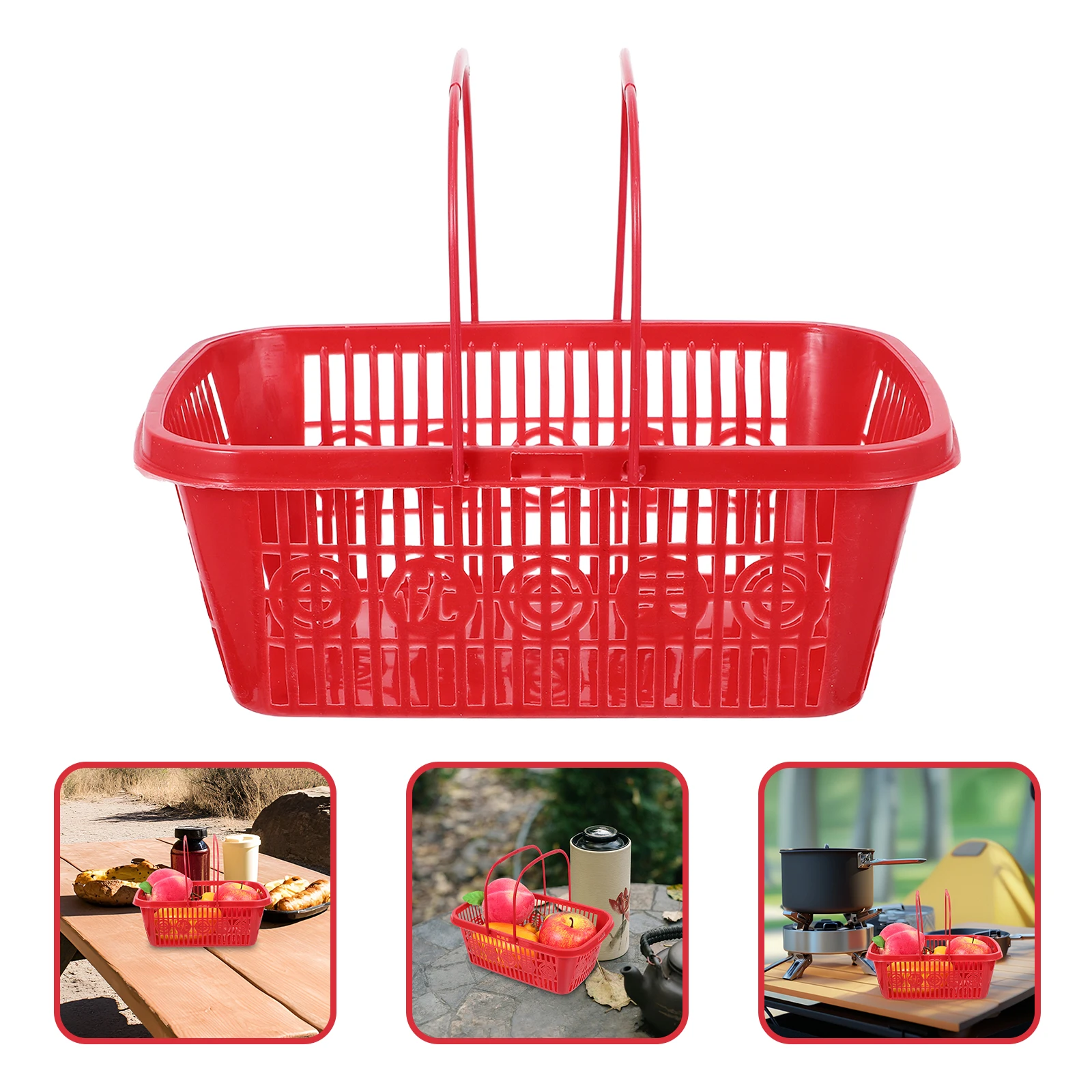 

10pcs Fruit Picking Baskets Strawberry Berry Container Vent Open Pattern Storage Basket Garden Picnic Red 1Kg