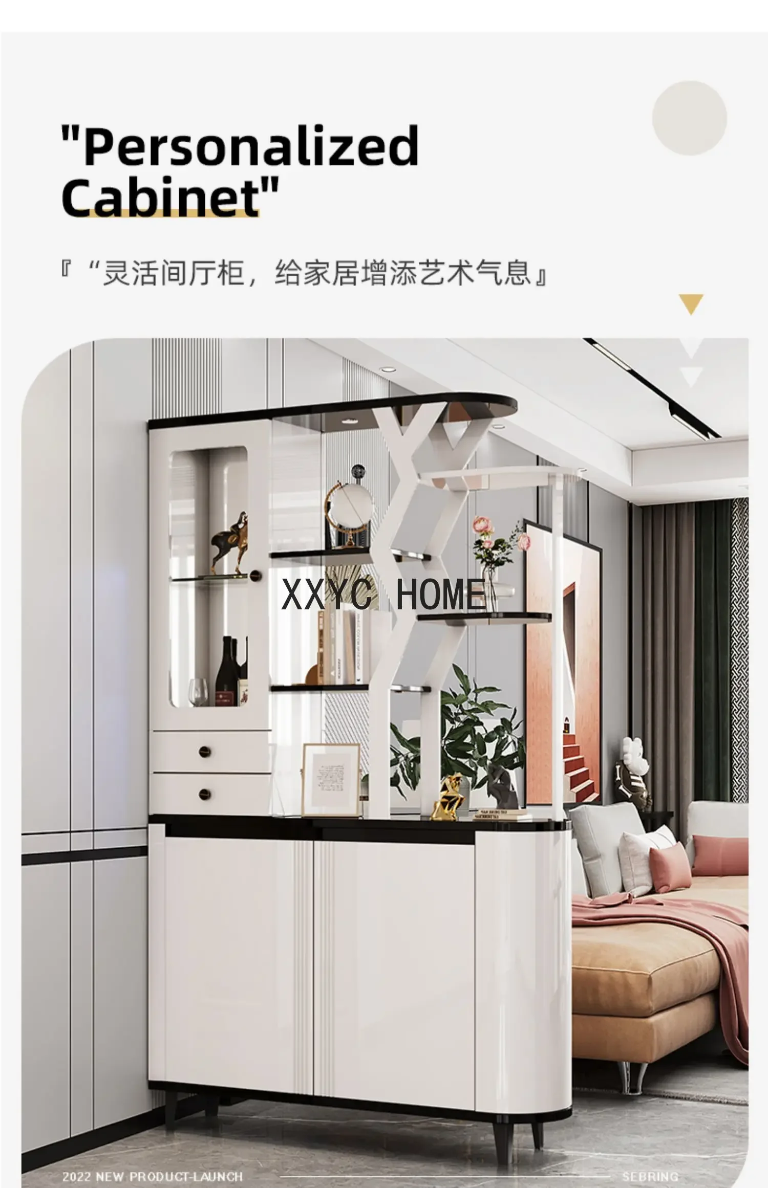 Home Living Room Entrance Cabinet Hallway Wine Cabinet Shoe  Integrated New Double-Sided Screen