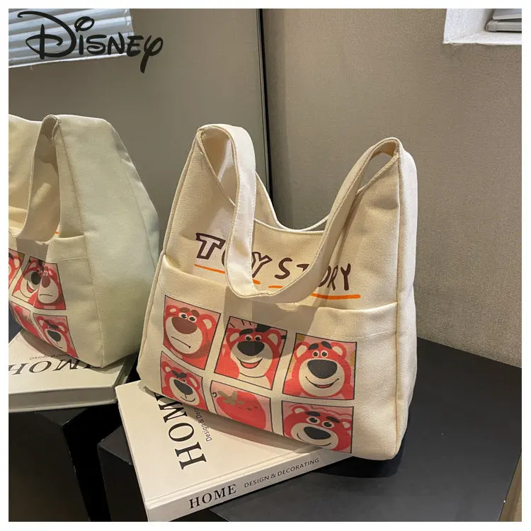Disney Strawberry Bear New Women's Bag High Quality High Capacity Fashion Handbag Cartoon Leisure Multifunctional Shopping Bag