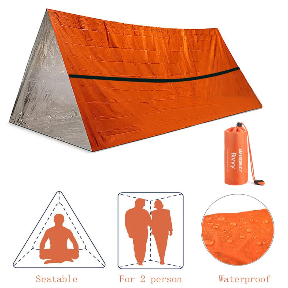 1 pz-5 pz rifugio di emergenza Bivy Kit tenda di sopravvivenza Mylar tubo tenda sacco a pelo impermeabile Outdoor SOS coperta termica riutilizzabile