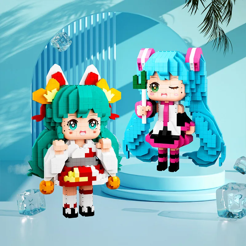 Décennie s de construction magiques Hatsune ku pour enfants, modèle de dessin animé 3D, mini figurine en brique assemblée bricolage, jouets Kawaii, cadeau de Noël