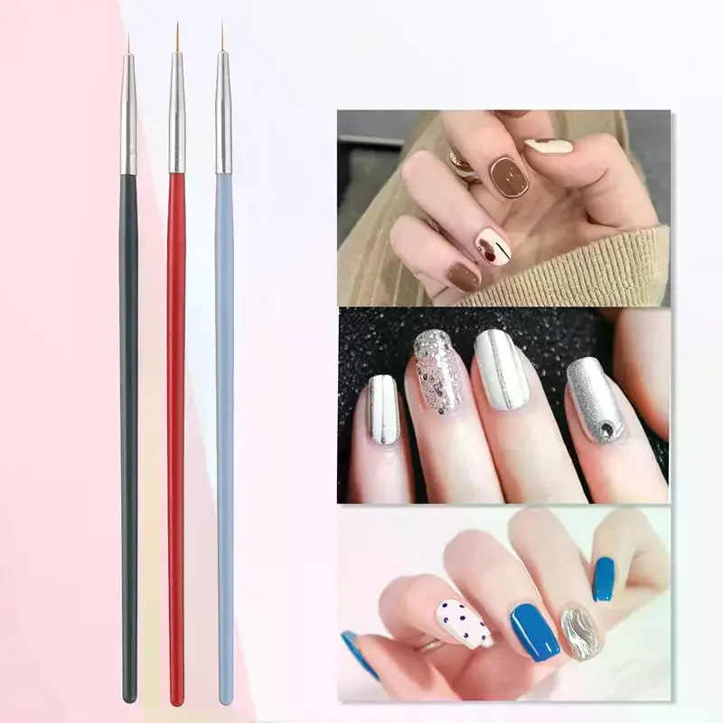 3本セット UVジェルポリッシュ ネイルアートブラシ ネイルアートライナーブラシ 細部描画用 ファインライナーブラシ ネイルデザインツール