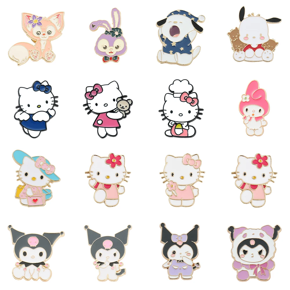 Anime Sanrio Hello Kitty Enamel Pin Kuromi Cinnamoroll Melody Badge Brooch Clothing Backpack Lapel Pin Jewelry Accessories