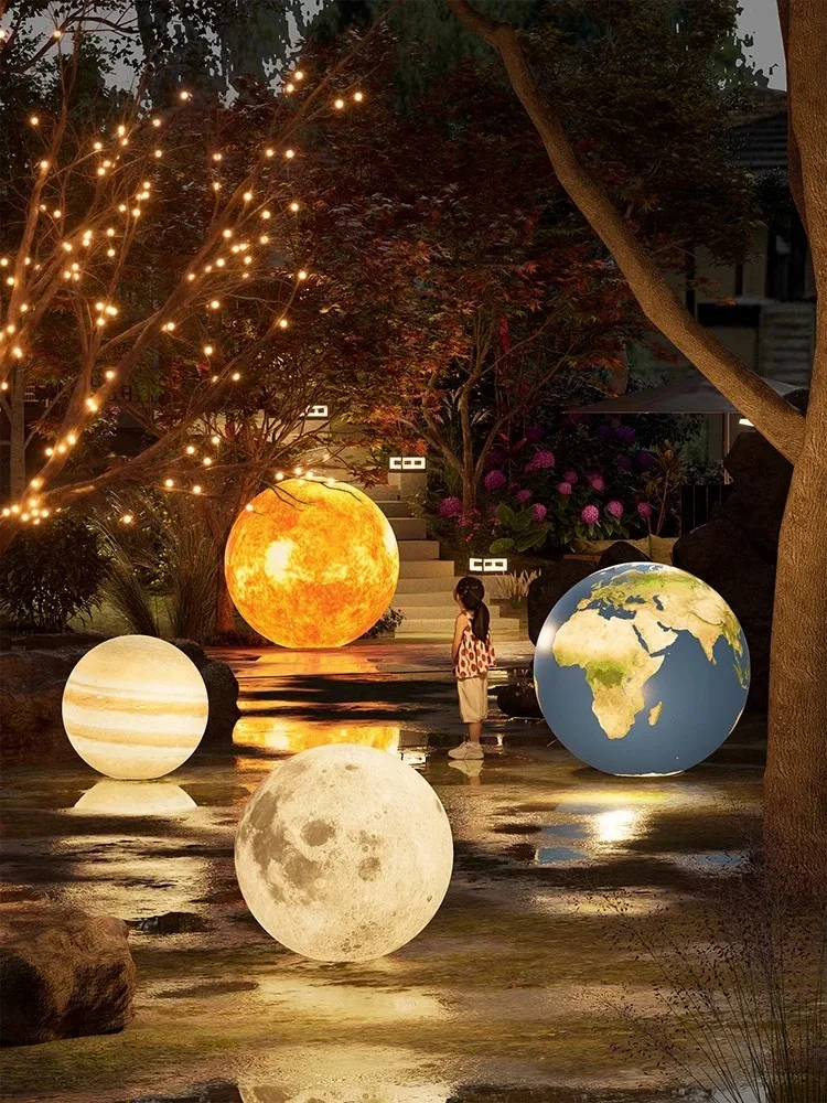 

Solar Moon Lamp Outdoor Waterproof Creative Planet Landscape Lawn Yard Light for Atmosphere Decoration