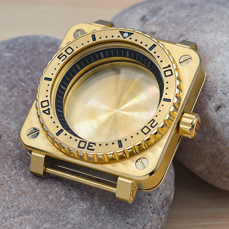 Mod Golden nuevo reloj cuadrado 38mm caja de inserción de bisel de moda se adapta a movimientos Seiko NH36 NH35 20ATM fundas de reloj impermeables para hombres