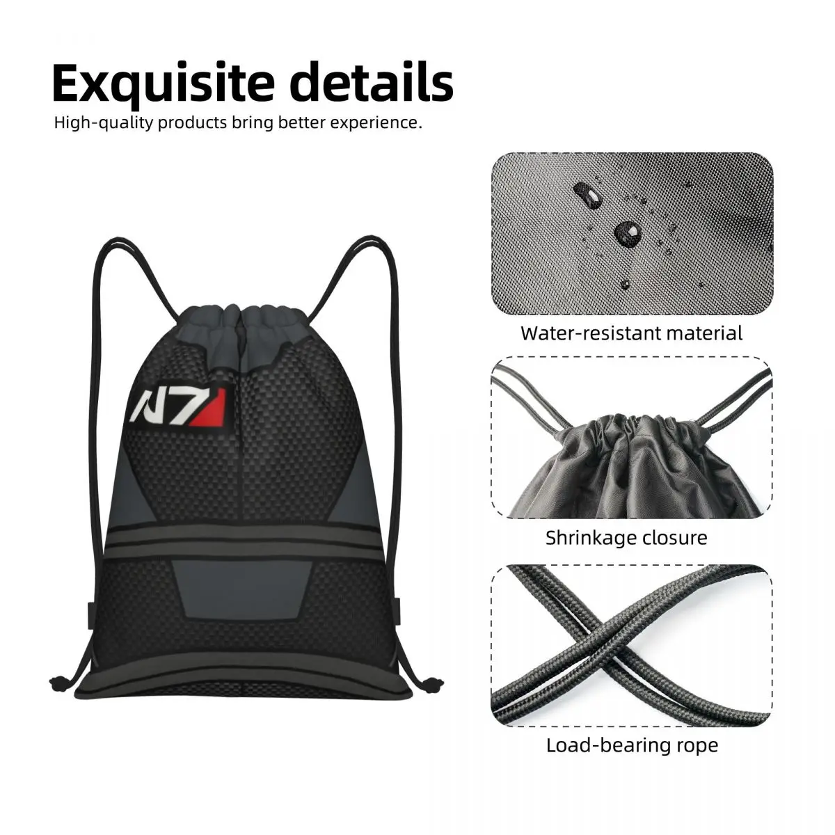 Mass Effect N7 Armor borsa con coulisse uomo donna pieghevole sport Gym Sackpack Alliance Military Video Game Training zaini