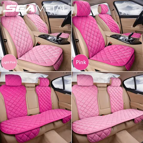 SEAMETAL Coprisedile per auto rosa per donna Morbido peluche Cuscino per sedile per veicolo Protezione per sedia per donna Universale per quattro stagioni