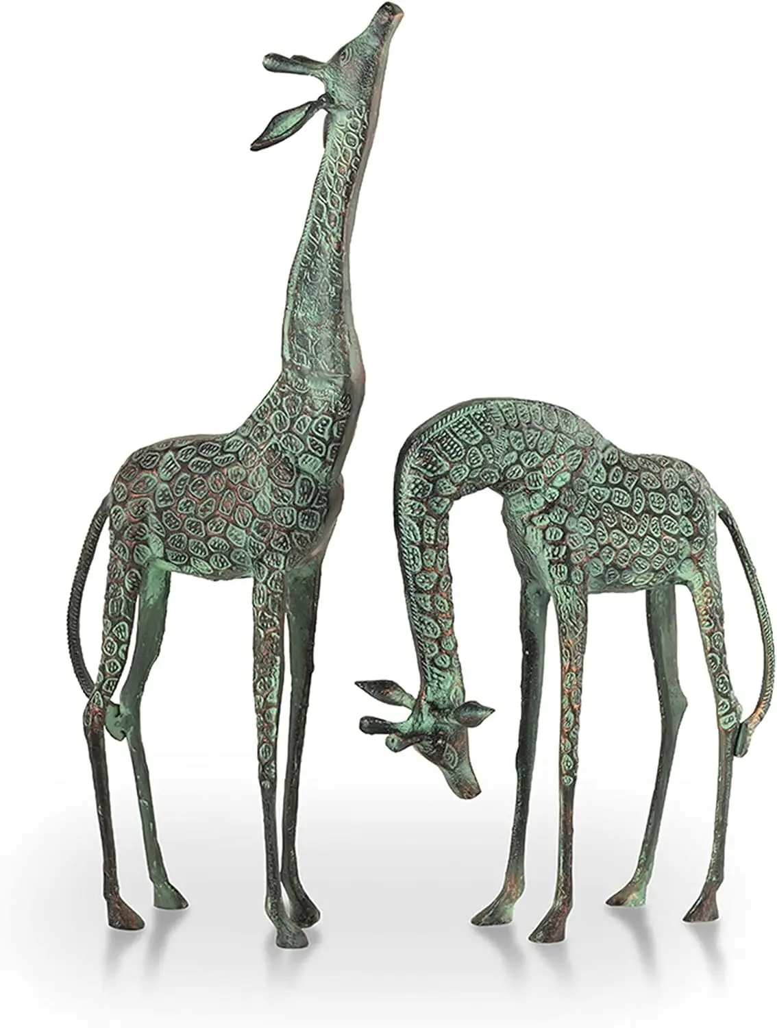 SPI Home Verdigris Finish Cast Aluminum Treetopper Giraffes Garden Sculpture Outdoor Décor