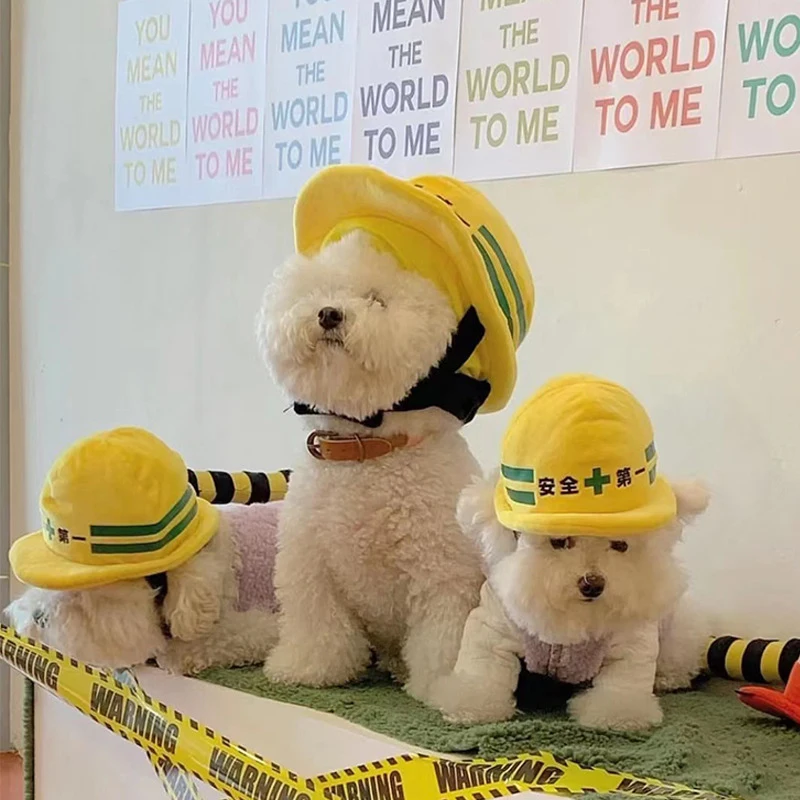 Casco de seguridad para equipo de ingeniería de mascotas, sombrero para cachorros y gatitos, accesorios para mascotas de Halloween, accesorios para fotos de perros pequeños y medianos, Corgi Labrador