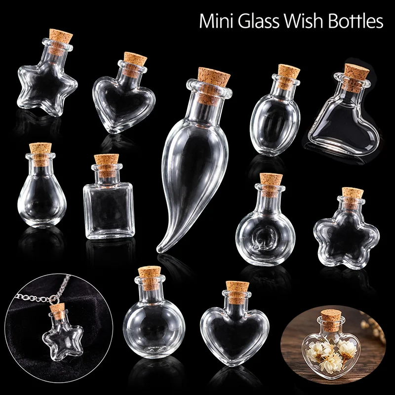 5pcs-10pcs Small Cute Mini Cork Stopper Glass Bottles Vials Jars Containers Small Wishing Bottle Glass With Cork Stopper