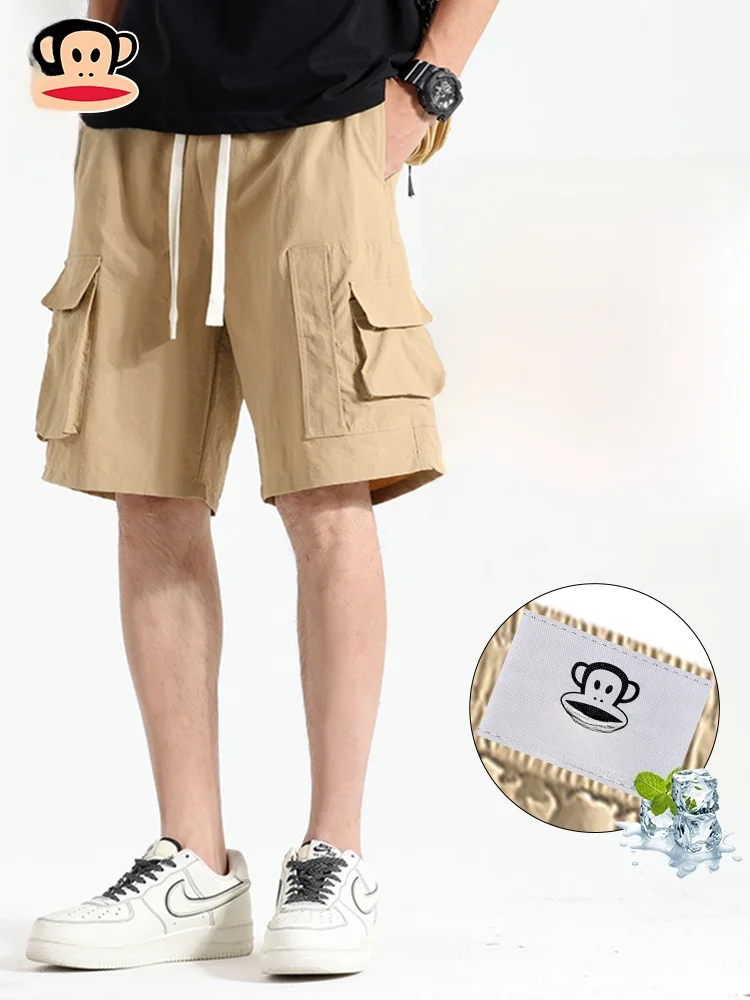 

Летние шорты PaulFrank из ледяного шелка для мужчин: тонкие, быстросохнущие, дышащие, повседневные, длиной до колена